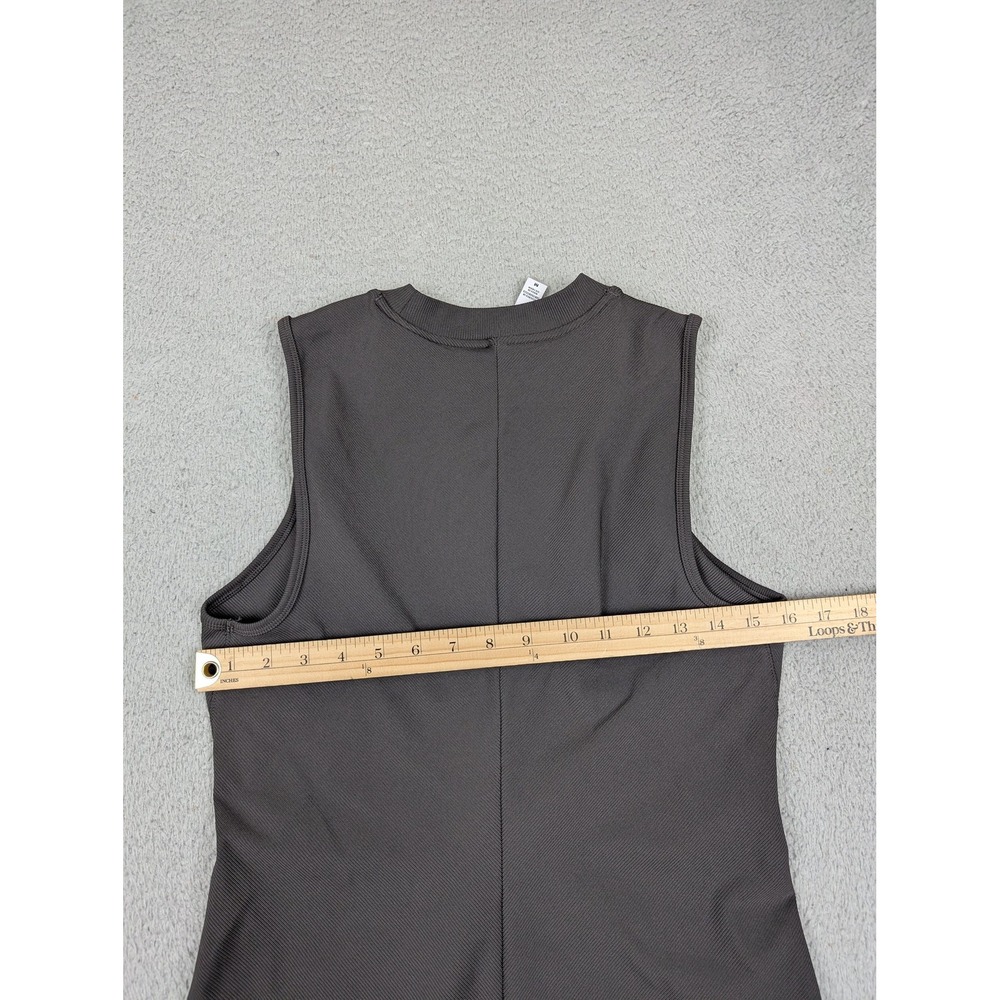 Athleta Tank Top Womens Medium Gray Sleeveless Mock Neck Side Ruched Yoga Active - Picture 7 of 8